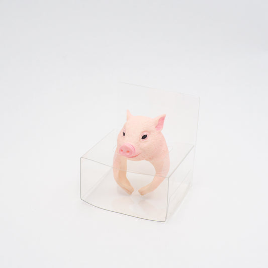 動物雕刻戒指 - 豬